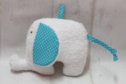 Cuddly Animal Elephant White/Turquoise Rassel