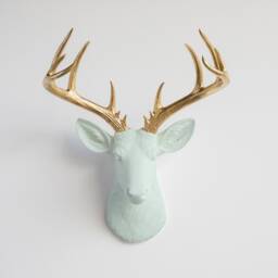 Faux Taxidermy Large Deer Head Wall Mount - Decor Mint & Gold Nd0408 - thumbnail 1