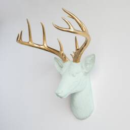 Faux Taxidermy Large Deer Head Wall Mount - Decor Mint & Gold Nd0408 - thumbnail 3