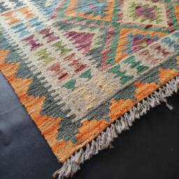 Kilim Rug Classic, Handmade Artisan Afghan Turkish Aztec Geometric Wool 161x103 cm - thumbnail 2