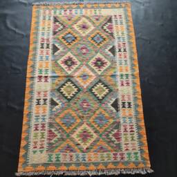 Kilim Rug Classic, Handmade Artisan Afghan Turkish Aztec Geometric Wool 161x103 cm - thumbnail 1