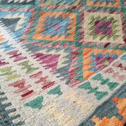 Kilim Rug Classic, Handmade Artisan Afghan Turkish Aztec Geometric Wool 161x103 cm - thumbnail 4