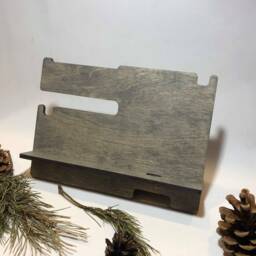 Gray Birch Plywood Desk Organizer Phone Stand, Key Holder - thumbnail 2
