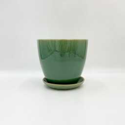 Sea Green Plant Pot With Attached Saucer, Indoor Outdoor Planter, Drainage Hole, - D14-D20cm - thumbnail 3