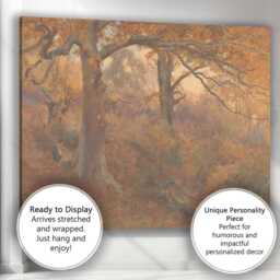 Warm Autumn Oak Woodland Glade Atmospheric Landscape Canvas Wall Art Print Decor Picture Ready To Hang - thumbnail 3