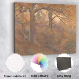 Warm Autumn Oak Woodland Glade Atmospheric Landscape Canvas Wall Art Print Decor Picture Ready To Hang - thumbnail 2