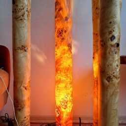 Tubelamps Unique Floor Lamp Made Of Wood & Poplar Burl Veneer in A Boho Style, Atmospheric Decoration For The Living Room Bedroom - thumbnail 2