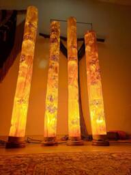 Tubelamps Unique Floor Lamp Made Of Wood & Poplar Burl Veneer in A Boho Style, Atmospheric Decoration For The Living Room Bedroom - thumbnail 1