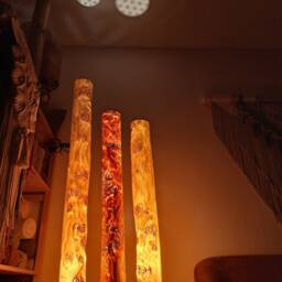 Tubelamps Unique Floor Lamp Made Of Wood & Poplar Burl Veneer in A Boho Style, Atmospheric Decoration For The Living Room Bedroom - thumbnail 3