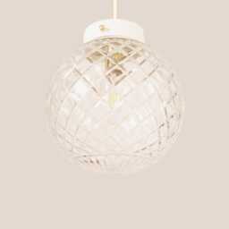 Andreja Vintage Pendant Light Handcrafted Glass Lamp Textured Retro Ceiling Fixture Yugoslavia Gold Brass - thumbnail 3