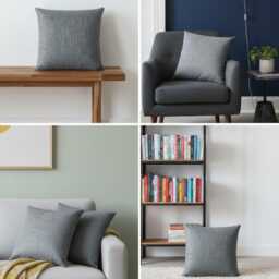 Misty Grey Textured Cushion Cover - 18x18 - thumbnail 4