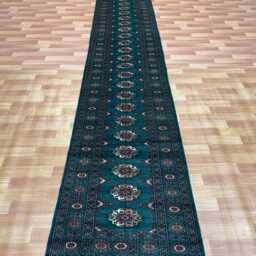 2.6x18 Emerald Green Bokhara Rug - Runner Hallway Luxury Long Fine Quality Afghan - thumbnail 2