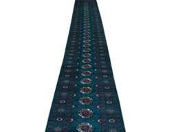 2.6x18 Emerald Green Bokhara Rug - Runner Hallway Luxury Long Fine Quality Afghan - thumbnail 1