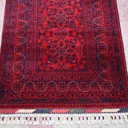 20 Feet Long Runner, 19.8 X 2.8 Ft Extra Long Runner, Hand-Knotted High Pile Soft Wool, Afghan Tribal Bukhara, Oriental Hallway Runner - thumbnail 3