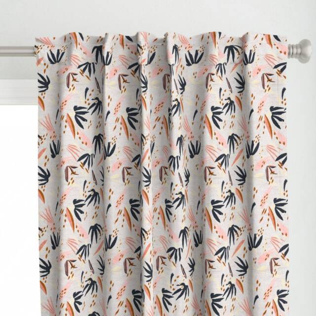 Bohemian Curtain Panel - Abstract Floral Nursery French Linen Foliage Custom French_Linen_Boho_Adobo By Holli_Zollinger - image 1