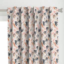 Bohemian Curtain Panel - Abstract Floral Nursery French Linen Foliage Custom French_Linen_Boho_Adobo By Holli_Zollinger - thumbnail 1