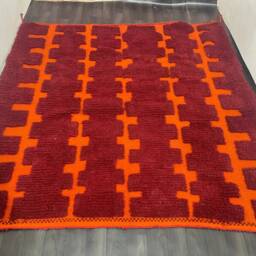 Burgundy Moroccan Rug Hand-Knotted Berber Checkerboard Wool Rug - thumbnail 3
