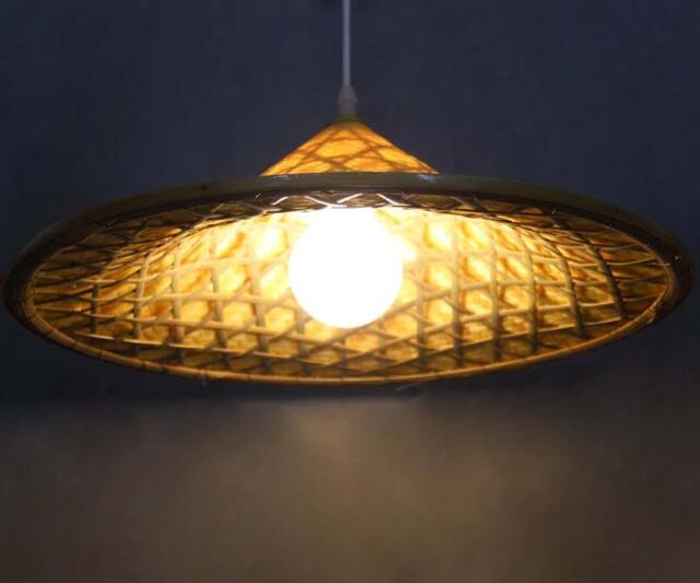 Bamboo Hat Pendant Light Rustic Asian Style Chandelier - image 1