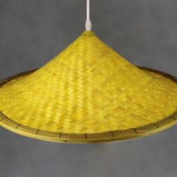 Bamboo Hat Pendant Light Rustic Asian Style Chandelier - thumbnail 3