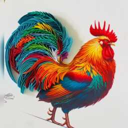 Quilled Rooster Wall Art - 3D Paper Art, Bird Lover Gift - thumbnail 3
