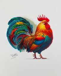Quilled Rooster Wall Art - 3D Paper Art, Bird Lover Gift - thumbnail 1