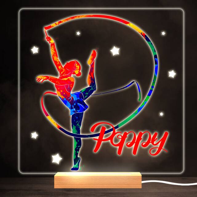 Rhythmic Gymnastics Girl Colourful Square Personalised Gift Led Lamp Night Light - Bedroom - image 1