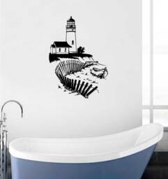 Lighthouse Wall Decal Vinyl Sticker Sea Ocean Removable Nautical Decor Bathroom Marine Decorative Poster Print Mural Stencil 5Zzc - thumbnail 1