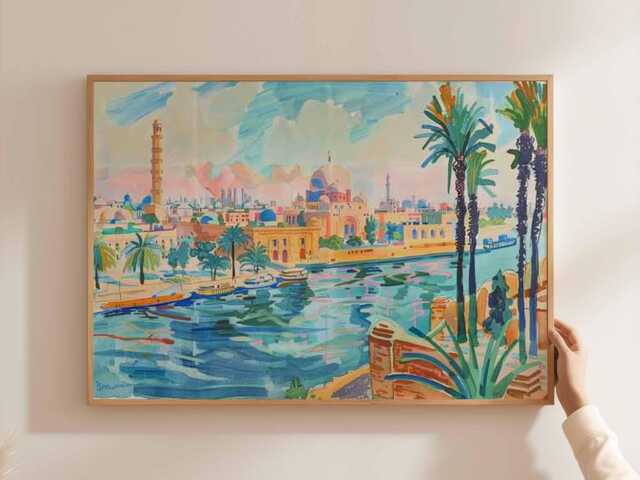 Baghdad Travel Poster Iraq Wall Art, Middle East Decor - image 1