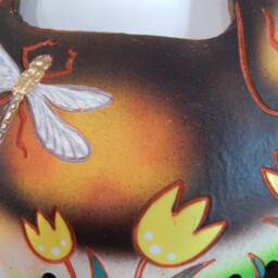 Ceramic Wall Dog & Dragonfly. With Tulipons. Wall Art. Hanging. Hand Made Ceramics. Hanging Decor - thumbnail 3