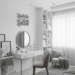 Lipsticks & Latte Wall Art Decor Sticker Beauty Room Girly Lipstick Makeup Cafe - thumbnail 2