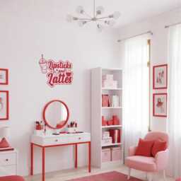 Lipsticks & Latte Wall Art Decor Sticker Beauty Room Girly Lipstick Makeup Cafe - thumbnail 1