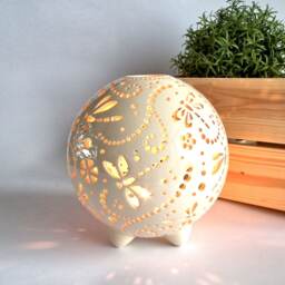 Dragonfly Candle Lantern Ceramic Tea Light Holder, Patio Decor - thumbnail 3