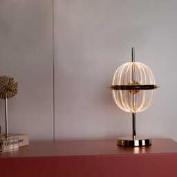 Modern Globe Table Lamp - Gold Accent, Acrylic Led Lighting - thumbnail 3