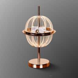 Modern Globe Table Lamp - Gold Accent, Acrylic Led Lighting - thumbnail 2