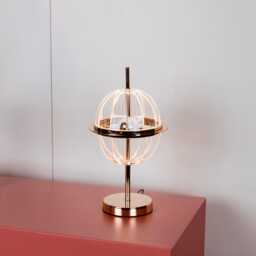 Modern Globe Table Lamp - Gold Accent, Acrylic Led Lighting