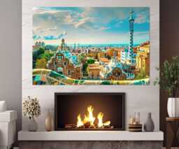 Park Guell in Barcelona Canvas Print, Wall Art, Print Poster, Painting, Framed & Ready To Hang - thumbnail 1
