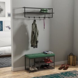 Wolf Industrial Wall Hanger With A Shelf For Hats & Gloves. Steel Clothes in The Hall. Welded Loft Wall - thumbnail 2