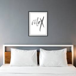 And Relax Print Black & Grey Watercolor Style - Bathroom Bedroom Wall Art - thumbnail 3