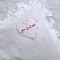 Hand Embroidered Name Pillowcase Heart Personalized Gingham - thumbnail 3