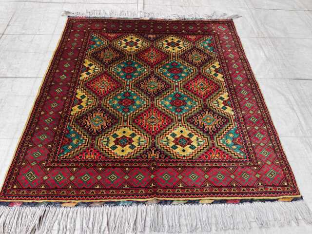 Handmade Yousafi Afghan Rug Square Wool Entryway Carpet - 4.8 X 4.4 Ft - image 1