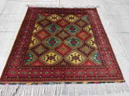 Handmade Yousafi Afghan Rug Square Wool Entryway Carpet - 4.8 X 4.4 Ft - thumbnail 1