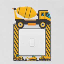 Cement Mixer Light Switch Surround Sticker Construction Vehicle Marking Child Decal Wall Art Vinyl Kids Boys Girl Bedroom Room Decor - thumbnail 1