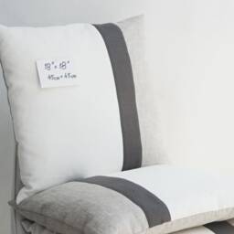 Color Block Cushion in White Beige Grey Linen, Geometric Pillows, Graphite, Oatmeal, Mid Century Cover. Custom Sizes & Colors - thumbnail 3