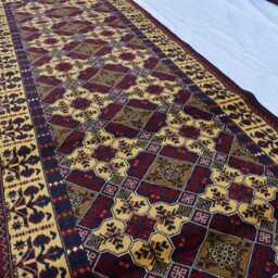 Handmade Afghan Wool Runner Yousafi Turkmen Design, 9.11x3 Ft - thumbnail 2