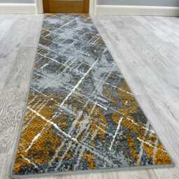Ochre Mustard Gold Grey Tartan Small Large Runner Floor Carpets Rugs Mats Cheap - thumbnail 3