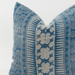 Vintage Indigo Hemp Pillow Cover, Tribal Boho Cushion, 20x20 - thumbnail 2
