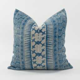 Vintage Indigo Hemp Pillow Cover, Tribal Boho Cushion, 20x20 - thumbnail 1