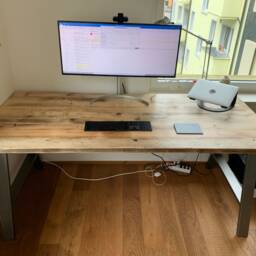 Reclaimed Wood & Steel Office Desk Industrial Modern A-Frame Bureau - thumbnail 4