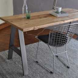 Reclaimed Wood & Steel Office Desk Industrial Modern A-Frame Bureau - thumbnail 3