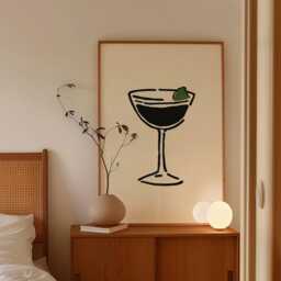 Cocktail Glass Poster - Minimal Bar Wall Art Modern Drink Illustration Black Line Kitchen Print Simple Beverage Decor Artwork - thumbnail 2